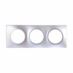 Plaque de finition 3 postes - SQUARE Silver imitation alu - Eur'Ohm