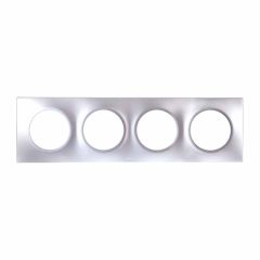 Plaque de finition 4 postes - SQUARE Silver imitation alu - Eur'Ohm