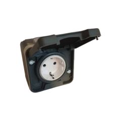 Prise 2P+T SCHUKO complet - étanche IP55 - OXXO Gris - Eur'Ohm