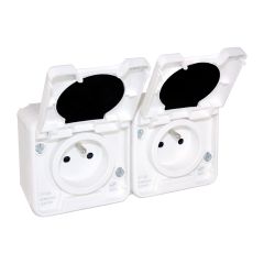 Double Prise horizontale 2P+T complet - IP44 - OXXO Blanc - Eur'Ohm