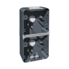 Boîte 2 postes verticale en saillie - étanche IP44 - OXXO Gris - Eur'Ohm