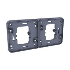 Cadre adaptateur double gris pour installation à l'horizontal en encastré de deux mécanismes composables OXXO - étanche IP55 - Eur'Ohm