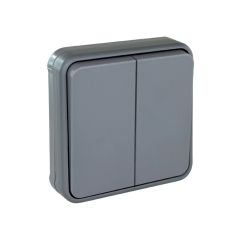 Double va et vient complet encastré - étanche IP55 - OXXO Gris - Eur'Ohm
