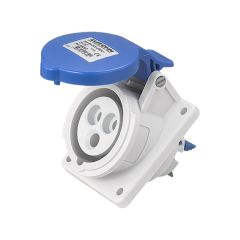 Socle de prise industrielle à encastrer à 20° IP44 - 2P+T - 16A - 230V AC - Eur'Ohm