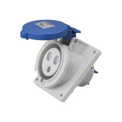 Socle de prise industrielle à encastrer à 20° IP44 - 2P+T - 32A - 230V AC - Eur'Ohm
