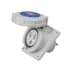 Socle de prise industrielle à encastrer à 20° IP67 - 2P+T - 32A - 230V AC - Eur'Ohm