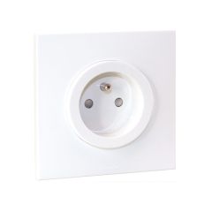 Prise 2P+T 16A NF complet avec griffes et plaque - SQUARE EASY blanc - Eur'Ohm