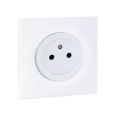 Prise 2P+T 16A affleurante NF complet avec griffes et plaque - SQUARE EASY blanc - Eur'Ohm