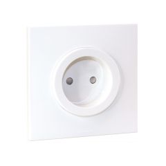 Prise 2P 16A NF complet avec griffes et plaque - SQUARE EASY blanc - Eur'Ohm