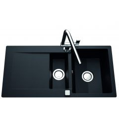 Évier de cuisine Cristalite EPURE avec vide sauce - L 1000 x l 500 x P 181 mm - sous-meuble 60 cm - Nero