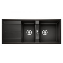 Évier de cuisine Blanco Metra 8 S - Noir - Sous-meuble 80 cm - 1160 x 500 x 190 mm - Vidage manuel - Blanco