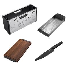 Set de 3 accessoires ANDY CHEF (panier égouttoir + planche + couteau) - Franke