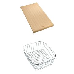 Set accessoires pour éviers de cuisine : Planche en bambou et panier fil inox - Franke