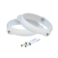 2 Colliers bride blanc pour tube Ventilation Rond Ø100 + Vis 5x45 mm et cheville en nylon - First Plast