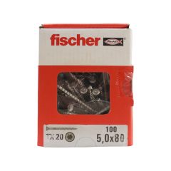 100 vis inox A2 TX Ø5 x 80 mm filetage partiel pour terrasse en bois - Fischer