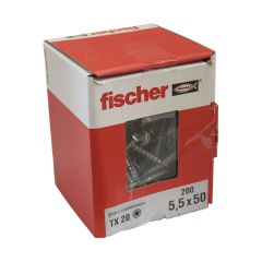 200 vis inox A2 TX Ø5,5 x 50 mm filetage partiel pour terrasse en bois - Fischer