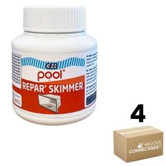 Lot de 4 Colmateurs de fissure des Skimmers "REPAR'SKIMMER" - Pot 125ml avec pinceau (DLU 15 mois) - GEB