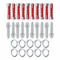 Ensemble de 10 colliers tube de descente Ø100 Gris + 10 Vis 7x40mm + 10 Chevilles Duopower 8x40mm - Arcanaute
