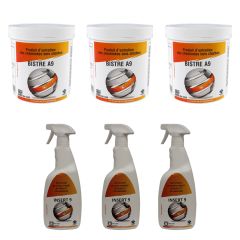 Lot de 3 insert9 nettoyant pour vitres pour poêles et inserts + 3 pots de 1kg Produit entretien de cheminé Bois/Charbon BISTRE A9