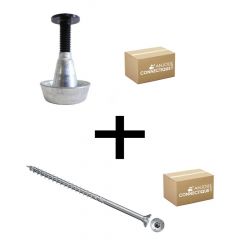 Lot de 20, 50 ou 150 au choix - Supports de rail réglable 30/60 mm SIXBOX + Vis bois Ø5,0x80 tête fraisée TX - Sixbox