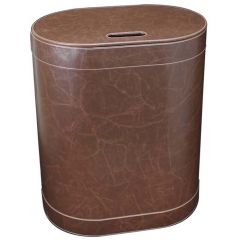 Panier à linge Vintage en eco-cuir fait main avec sac L48 x l30 x h61cm - marron - Koh-I-Noor