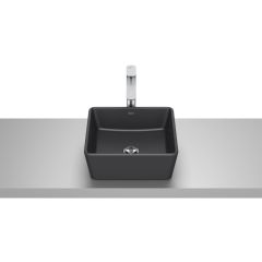 Vasque à poser carrée Optica - sans trop plein - 350x350mm - Noir mat - Roca