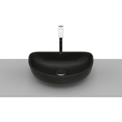 Vasque à poser demi-ronde Optica - sans trop plein - 450x300mm - Noir mat - Roca