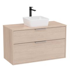 Meuble "OPTICA" 1000 - 2 tiroirs pour vasque à poser (non incluse) - Frêne Clair - Roca