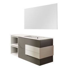 Meuble de salle de bain et miroir CRONOS 1205/G Anthracite / Blanc - Salgar