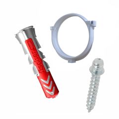 Ensemble de 1 collier tube de descente Ø100 Blanc + 1 Vis 7x40mm + 1 Cheville Duopower 8x40mm - Arcanaute