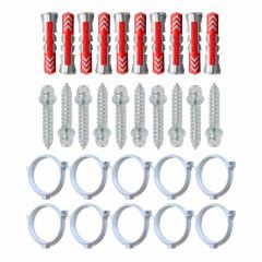 Ensemble de 10 colliers tube de descente Ø80 Blanc + 10 Vis 7x40mm + 10 Chevilles Duopower 8x40mm - Arcanaute