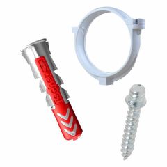 Ensemble de 1 collier tube de descente Ø80 Blanc + 1 Vis 7x40mm + 1 Cheville Duopower 8x40mm - Arcanaute