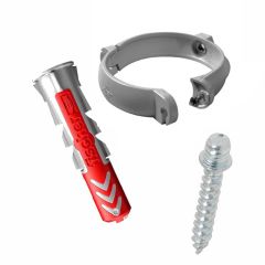 Ensemble de 1 collier tube de descente Ø80 Gris + 1 Vis 7x40mm + 1 Cheville Duopower 8x40mm - Arcanaute