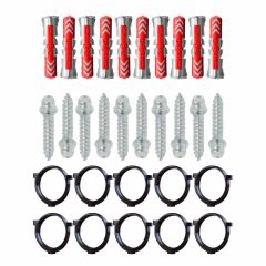 Ensemble de 10 colliers tube de descente Ø80 Marron + 10 Vis 7x40mm + 10 Chevilles Duopower 8x40mm - Arcanaute