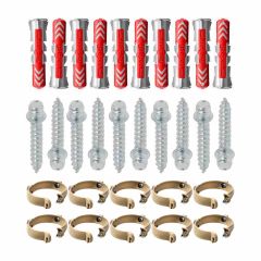 Ensemble de 10 colliers tube de descente Ø80 Sable  + 10 Vis 7x40mm + 10 Chevilles Duopower 8x40mm - Arcanaute