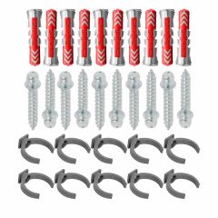 Ensemble de 10 colliers tube de descente Ø50 Gris + 10 Vis 7x40 mm + 10 Chevilles DuoPower 8x40 mm - Arcanaute