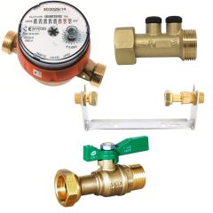 Kit compteur eau chaude avec robinet compteur NF, clapet anti-pollution - Arcanaute