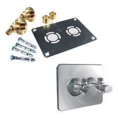 Kit Robifix + cache poli avec ses robinets (Évier / Lavabo) 50mm PER Ø16 - Femelle 1/2" (15/21) à glissement - Watts