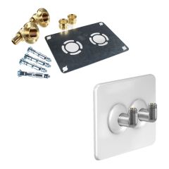 Kit Robifix + cache poli blanc avec coudes (Évier / Lavabo) 50mm PER Ø16 - Femelle 1/2" (15/21) à glissement - Watts