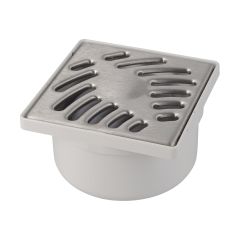 Siphonnette avec grille inox 100x100mm - sortie verticale Ø40/50mm