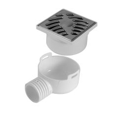Siphonnette avec grille inox 100x100 avec adaptateur sortie horizontale