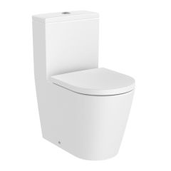 Pack WC sans bride "Inspira Round" Compacte évacuation duale avec abattant frein de chute, déclipsable - Blanc mat