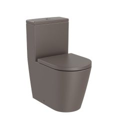 Pack WC sans bride "Inspira Round" Compacte évacuation duale avec abattant frein de chute, déclipsable - Café