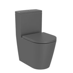 Pack WC sans bride "Inspira Round" Compacte évacuation duale avec abattant frein de chute, déclipsable - Onyx