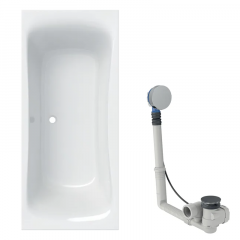 Baignoire acrylique sanitaire rectangulaire Geberit RENOVA Duo 180x80cm avec pieds + Vidage avec actionnement rotatif, d52 - Geberit