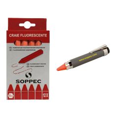Lot de 1 porte-craie et une boite de 12 craies de marquage fluorescentes rouges