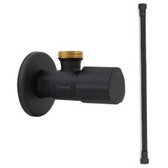 Robinet ACS NOIR MAT - M 1/2"/M 3/8" + Flexible 500mm NOIR POLYMÈRE Øintér.8mm- F/F 3/8" - Tucai