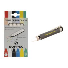 Lot de 1 porte-craie et une boite de 12 craies de marquage blanches