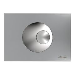 Plaque de déclenchement boutons ronds - double débit - Satiné, bouton chromé brillant - Nicoll