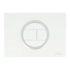 Plaque de déclenchement design EVO - bouton rectangulaire - double débit - Blanc, bague satinée - Nicoll